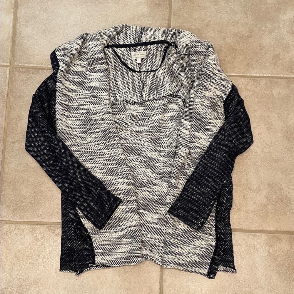 Lucky Brand Blue and White Open Cardigan